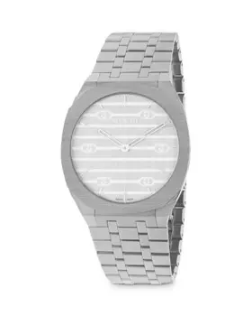 Часы Gucci 25H, 34 мм, серебряный