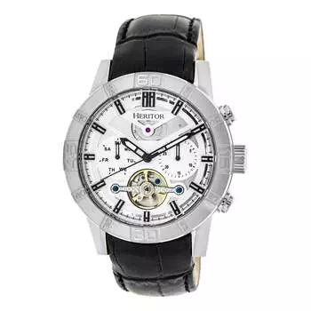 Часы Hannibal Semi-Skeleton с кожаным ремешком Heritor Automatic, белый