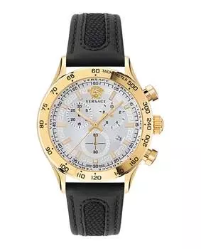 Часы Hellenyium Chrono из кожи Versace, черный/золотой/серебряный