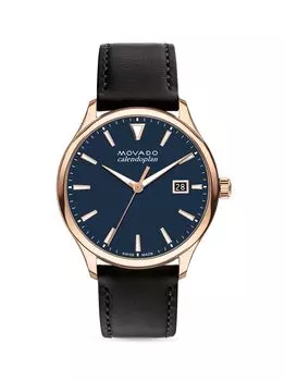 Часы Heritage Calendoplan с кожаным ремешком Movado, нави