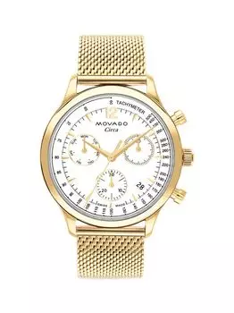 Часы Heritage с золотым покрытием из стали с ионным напылением Movado, белый