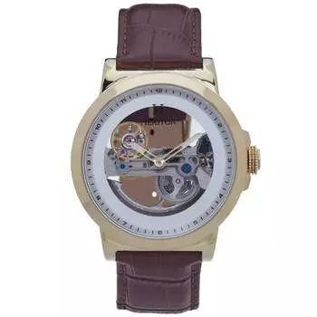 Часы Heritor Automatic Xander Semi-Skeleton с кожаным ремешком - золотисто-коричневый