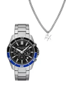 Часы и ожерелье SPENCER Armani Exchange, серебряный