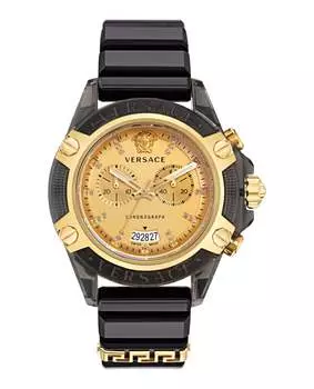 Часы Icon Active Diamond Versace, черный/черный/золотой