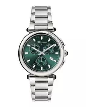 Часы Idillio Chrono Salvatore Ferragamo, цвет stainless steel/stainless steel/green