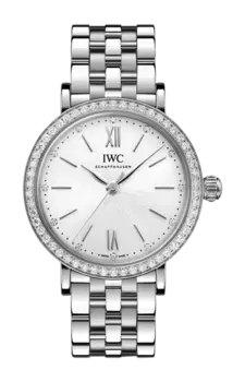 Часы Iwc Schaffhausen Portofino automatic из стали с бриллиантами 34 мм