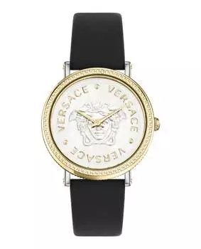 Часы из кожи V-Dollar Versace, цвет silver/two tone/silver