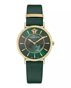 Часы из кожи V-Eternal Versace, зеленый/золотой/зеленый