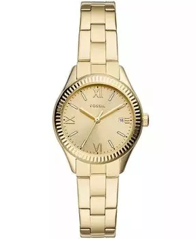 Часы Ladies Rye с тремя стрелками, золотистый цвет, нержавеющая сталь, 30 мм Fossil, золото