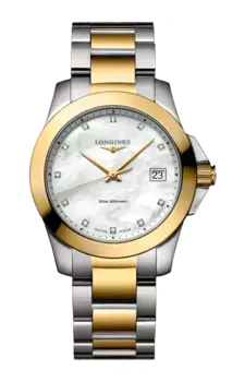 Часы Longines Conquest с перламутром 34 мм
