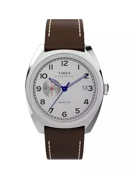 Часы Marlin с кожаным ремешком Timex, коричневый