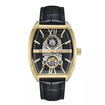 Часы Masterson Semi-Skeleton с кожаным ремешком Heritor Automatic, золотой