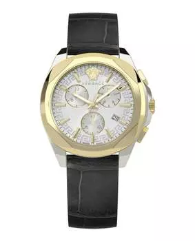 Часы Medusa Chrono из кожи Versace, цвет black/two tone/silver