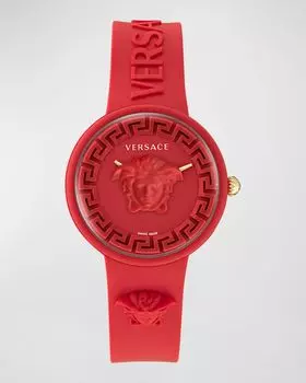 Часы Medusa Pop, 39 мм, с силиконовым ремешком и соответствующим корпусом, красные Versace, цвет Red