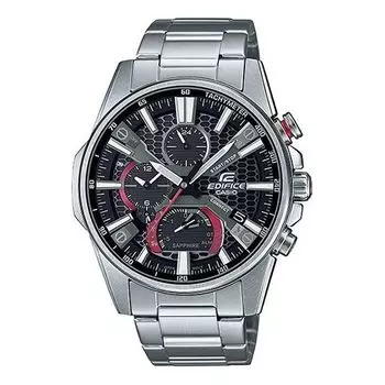 Часы Men's CASIO Black quartz Watch 50mm Silver Stainless Steel Case Strap Mens Analog, мультиколор