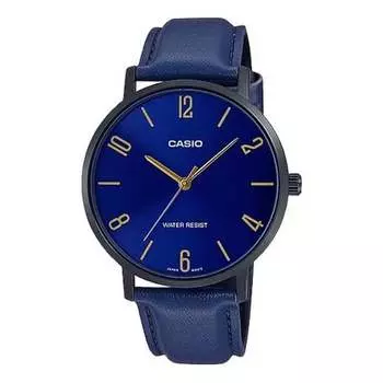 Часы Men's CASIO Dress Series Classic Minimalistic 40mm waterproof Strap Mens Blue Analog, синий