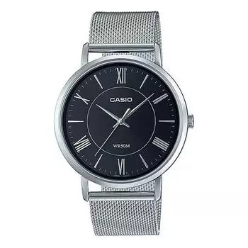 Часы Men's CASIO Dress Series Waterproof Quartz Dial 40mm Stainless Steel Strap Watch Mens Black Analog, черный