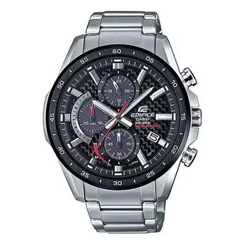 Часы Men's CASIO EDIFICE Classic Chain quartz Watch Black Gray Mens Silver Analog, цвет silver