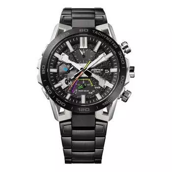 Часы Men's CASIO EDIFICE Fashion Waterproof Quartz Movement Stainless Steel Strap Watch 55.6*47.8*10.8mm Black Mens, черный
