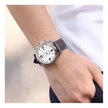 Часы Men's CASIO Minimalistic Casual Watch Business Mens Brown Analog, коричневый