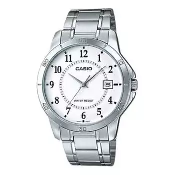 Часы Men's CASIO Minimalistic Large Steel Strip Waterproof Quartz Watch Silver Stainless Steel Strap Mens, белый