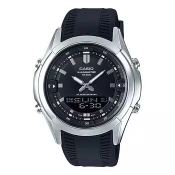 Часы Men's CASIO Waterproof Quartz Automatic Calendar 46mm Resin Strap Watch Mens Black Analog/Digital Combo, черный