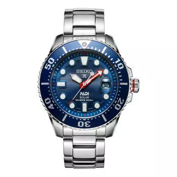 Часы Men's SEIKO 200m Casual Blue PADI Crossover Warrior Solar Energy Watch, синий