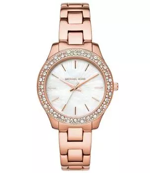 Часы Michael Kors Liliane с тремя стрелками цвета розового золота, розовый