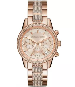 Часы Michael Kors Ritz с хронографом и браслетом с датой, розовый