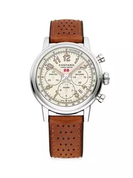 Часы Mille Miglia Classic с хронографом Raticosa из нержавеющей стали и кожаным ремешком Chopard