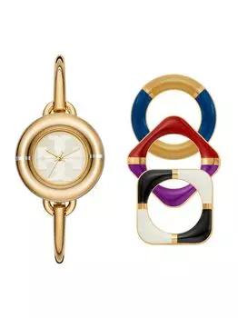 Часы Miller Goldtone из нержавеющей стали со сменным безелем Tory Burch, желтый