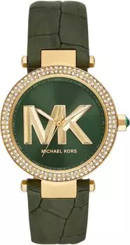 Часы MK4724 - Parker Three-Hand Leather Watch Michael Kors, зеленый