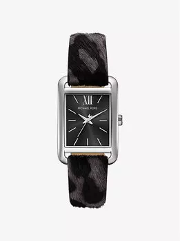Часы Monroe из телячьей шерсти с леопардовым принтом Michael Kors, черный