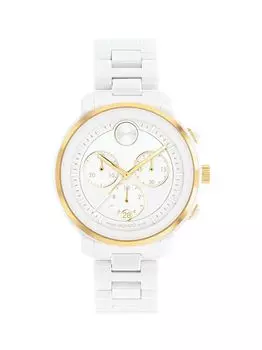Часы Movado Bold Verso с золотым оттенком и керамическим хронографом Movado, белый