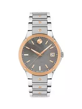 Часы Movado SE с двухцветным браслетом из нержавеющей стали Movado, серебряный