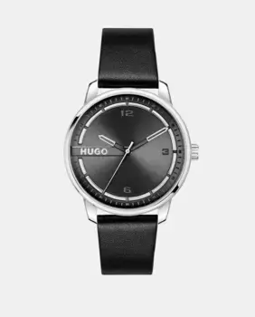 Часы мужские 1530362 черные кожаные Hugo