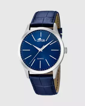 Часы мужские 15961/А Минималистичные черные кожаные LOTUS, черный