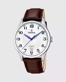 Часы мужские F20426/1 Steel Classic коричневые кожаные Festina, коричневый