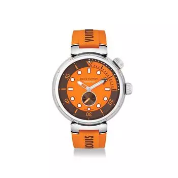 Часы мужские Tambour Street Diver, автоматический, 44 мм, сталь Louis Vuitton, оранжевый