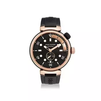 Часы мужские Tambour Street Diver, автоматический, 44 мм, сталь и розовое золото Louis Vuitton, черный
