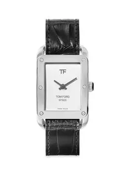 Часы N.003 из нержавеющей стали с ремешком из кожи аллигатора Tom Ford, белый