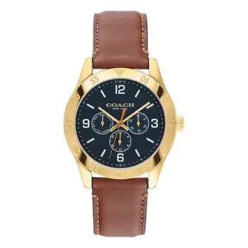 Часы наручные Coach Outlet Casey, 42 мм, коричневый/золотой