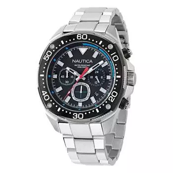 Часы Nautica Mens Nct Blue Sail Chronograph из нержавеющей стали, цвет mirage grey