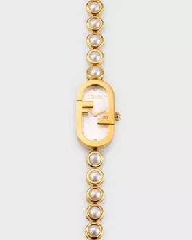 Часы O'Lock с вертикальным овальным браслетом и жемчугом Fendi, цвет Argento