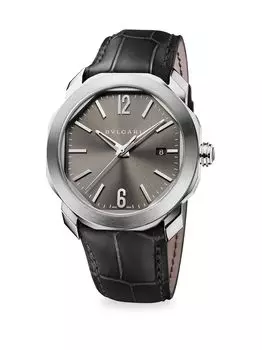 Часы Octo с кожаным ремешком BVLGARI, черный