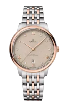 Часы Omega De ville prestige coaxial master chronometer из стали и розового золота 40 мм