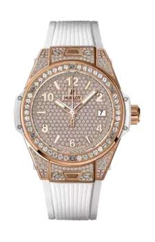 Часы one click king gold white full pave' Hublot