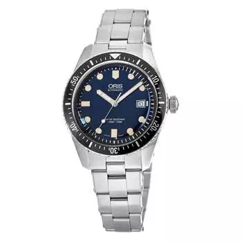 Часы Oris Divers Sixty-Five из нержавеющей стали с синим циферблатом, унисекс 01 733 7747 4055-07 8 17 18