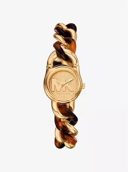 Часы Petite Lock с цепочкой из ацетата золотого и черепахового цвета Michael Kors, серый