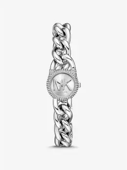 Часы Petite с серебристым паве и цепочкой Michael Kors, серебряный